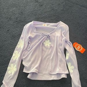 Lavender purple flowers shirt set